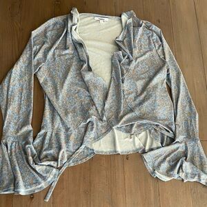 Miaou ruffle cardigan in periwinkle blue gold NWT
